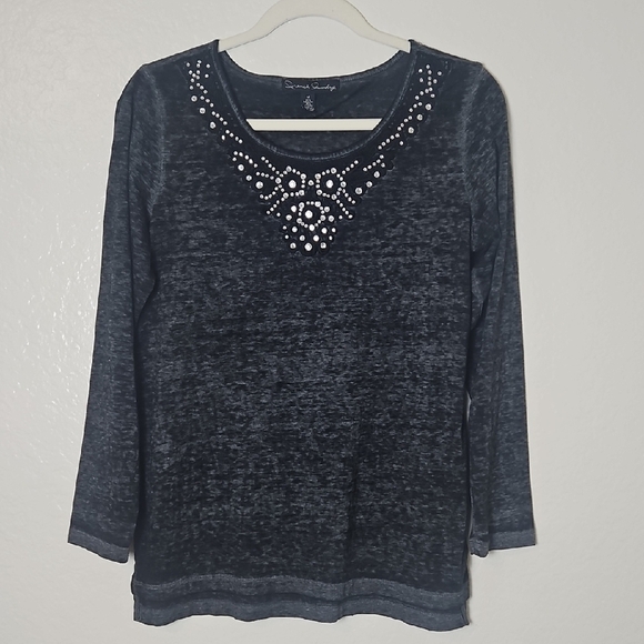 French Laundry Black Embellished Blouse - Picture 1 of 6